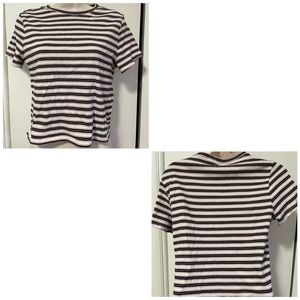 H&M Divided Womens Size XL Pink, White, Black Stripe Basic Short Sleeve T-Shirt